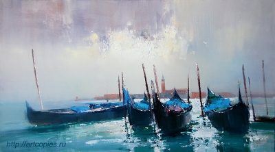 Ермолов Д.Н. Городской пейзаж. Гондолы Венеции Холст. масло 90х160 см Купить картину маслом